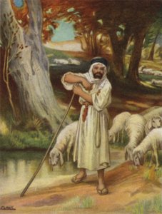 बनियास में एक चरवाहा और उसका झुंड (रंग लिथो) द्वारा हेनरी एंड्रयू हार्पर