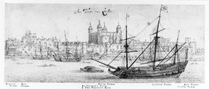 लंदन का टॉवर, c.1637-41 (कलम और स्याही, ग्रेफाइट और कागज पर wc)