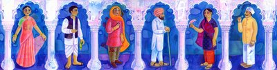पारंपरिक भारतीय कपड़े, 1998, (स्याही और गौचे) द्वारा जेन टैटर्सफ़ील्ड